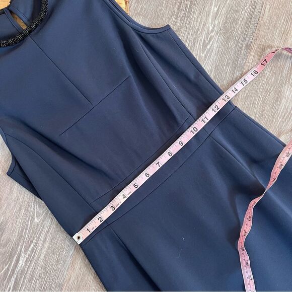 4.‎ Collective navy blue sheath dress w/ beaded collar trim nwt - Picture 5 of 8